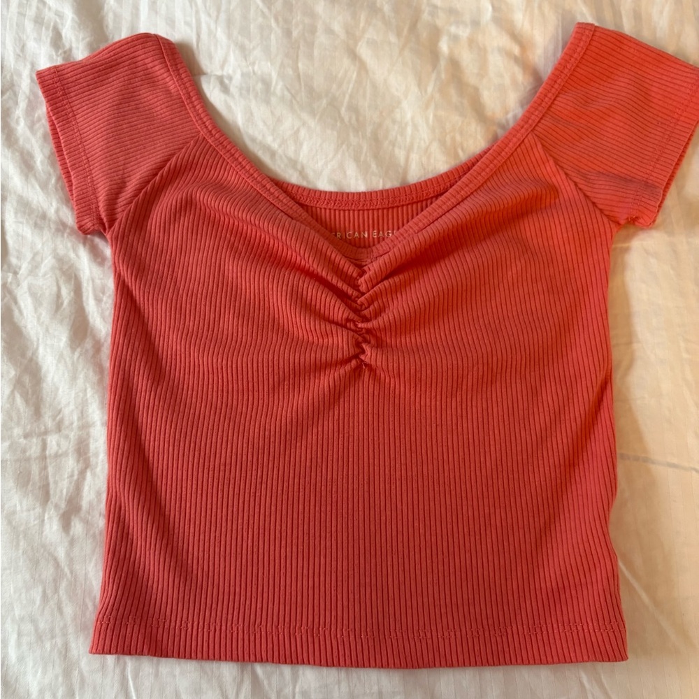 American Eagle Coral Ribbed Top size xs